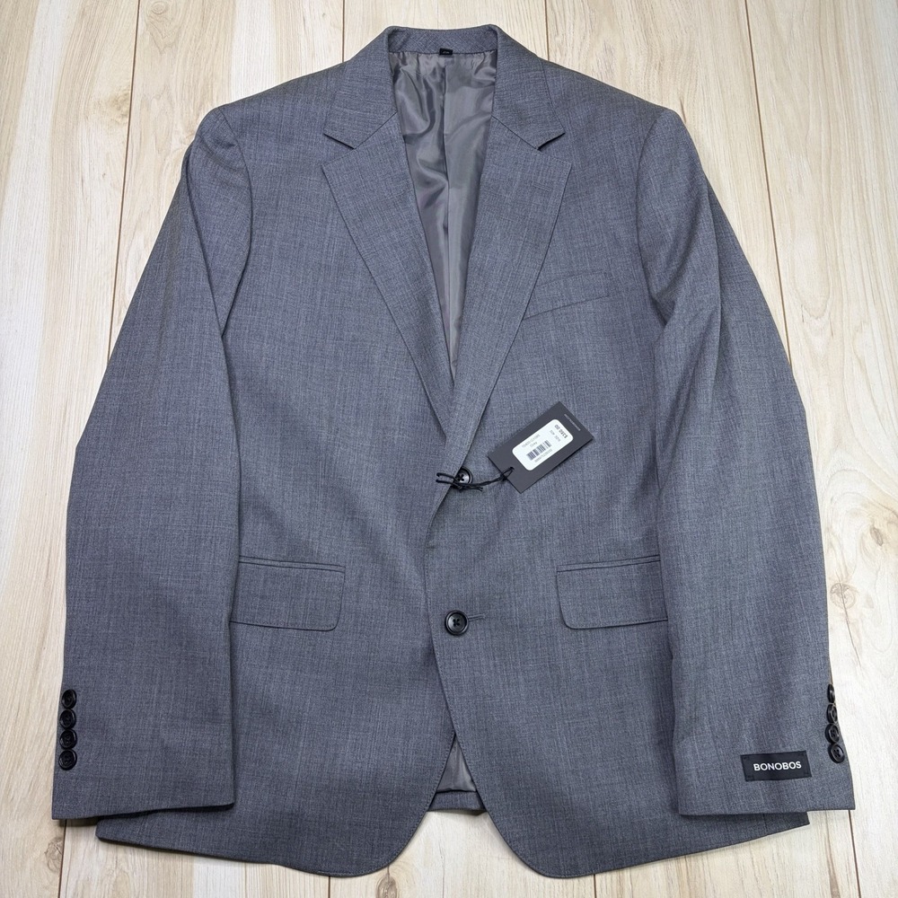 NEW Bonobos Slim Fit Wool Stretch Modern Blazer Mens 40S Gray